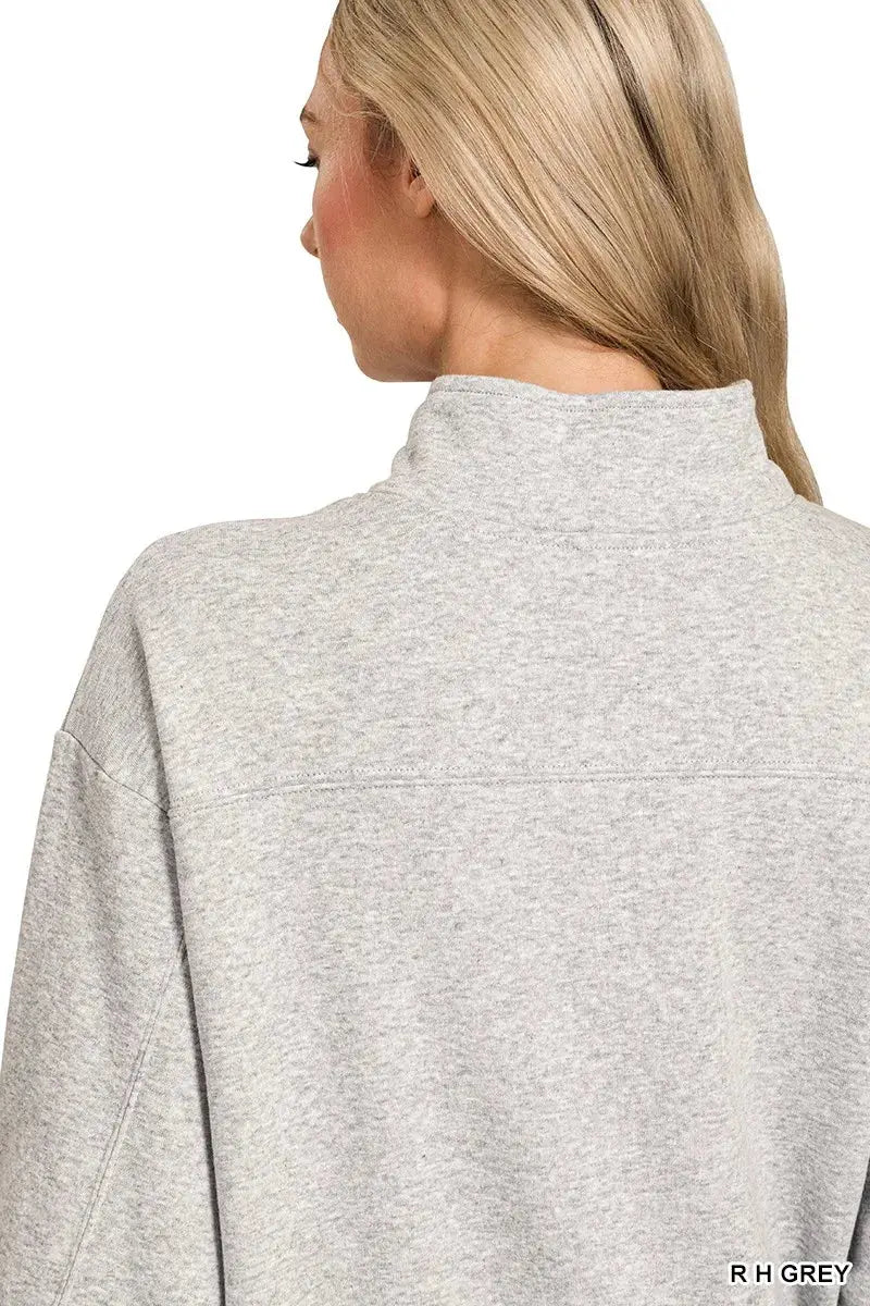 Zenana Fleece Half Zip Sweatshirt  Style Ratio