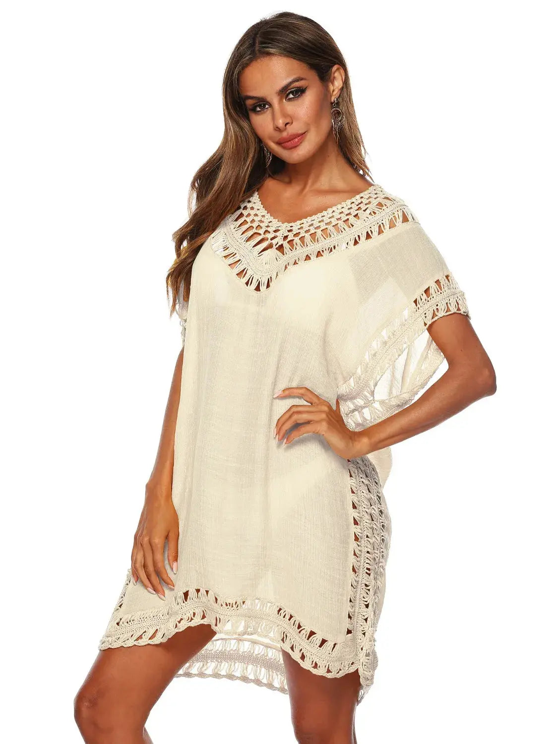 Bohemian Crochet Trim Beach Cover Up  Style Ratio