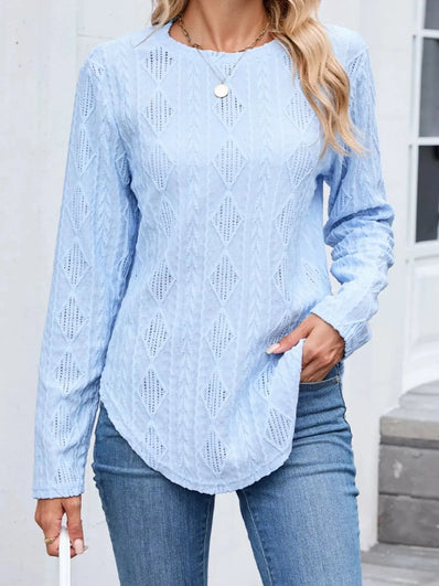 Diamond Pattern Knit Long Sleeve Shirt  Style Ratio