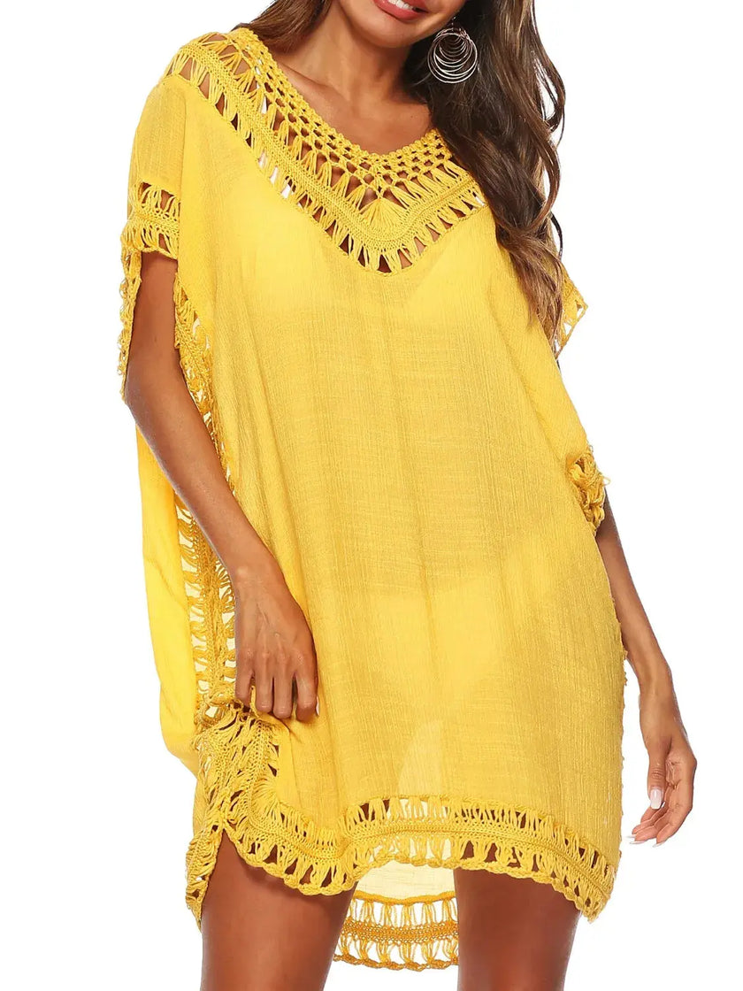 Bohemian Crochet Trim Beach Cover Up  Style Ratio