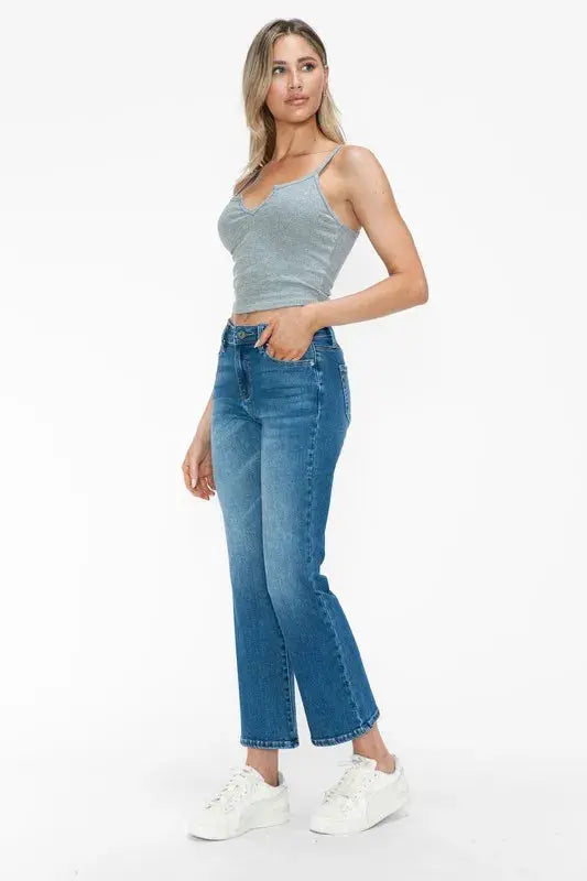 bytos Full Size Cat's Whiskers Mid Rise Ankle Jeans  Style Ratio