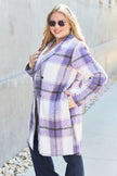 Double Take Plaid Button Up Lapel Collar Coat  Style Ratio