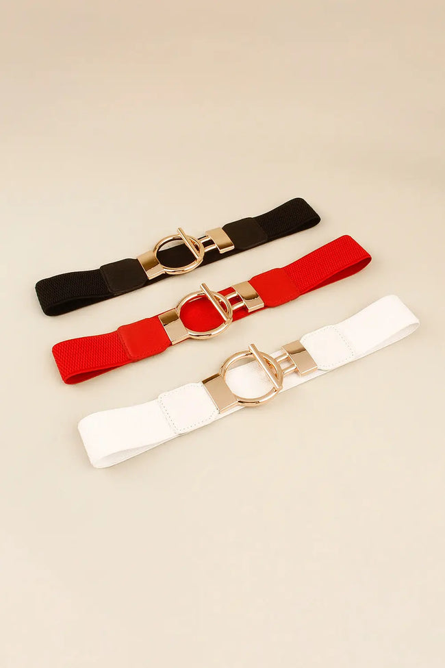 Circle Shape Buckle Zinc Alloy Buckle PU Leather Belt  Style Ratio