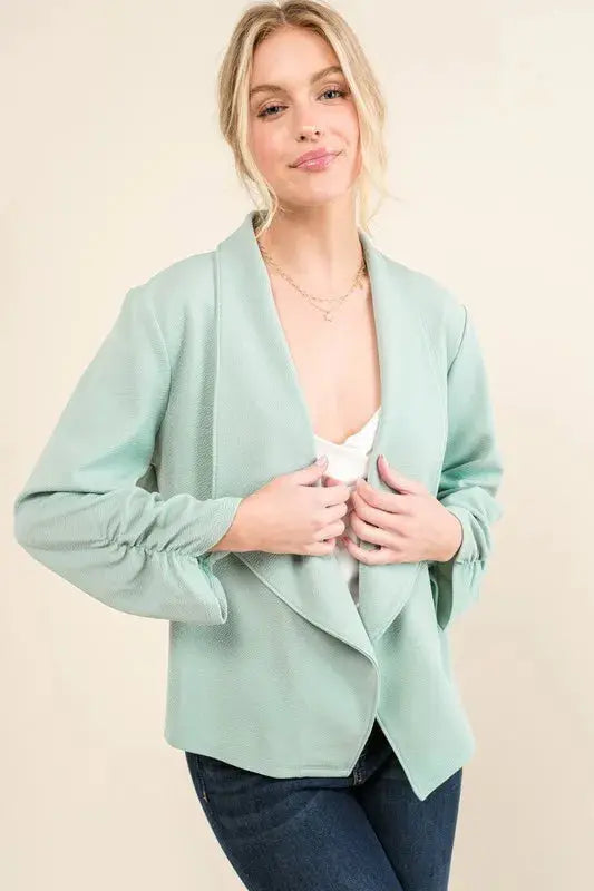 And The Why Stretch Non-Wrinkled Basic Open-Front Blazer  Style Ratio