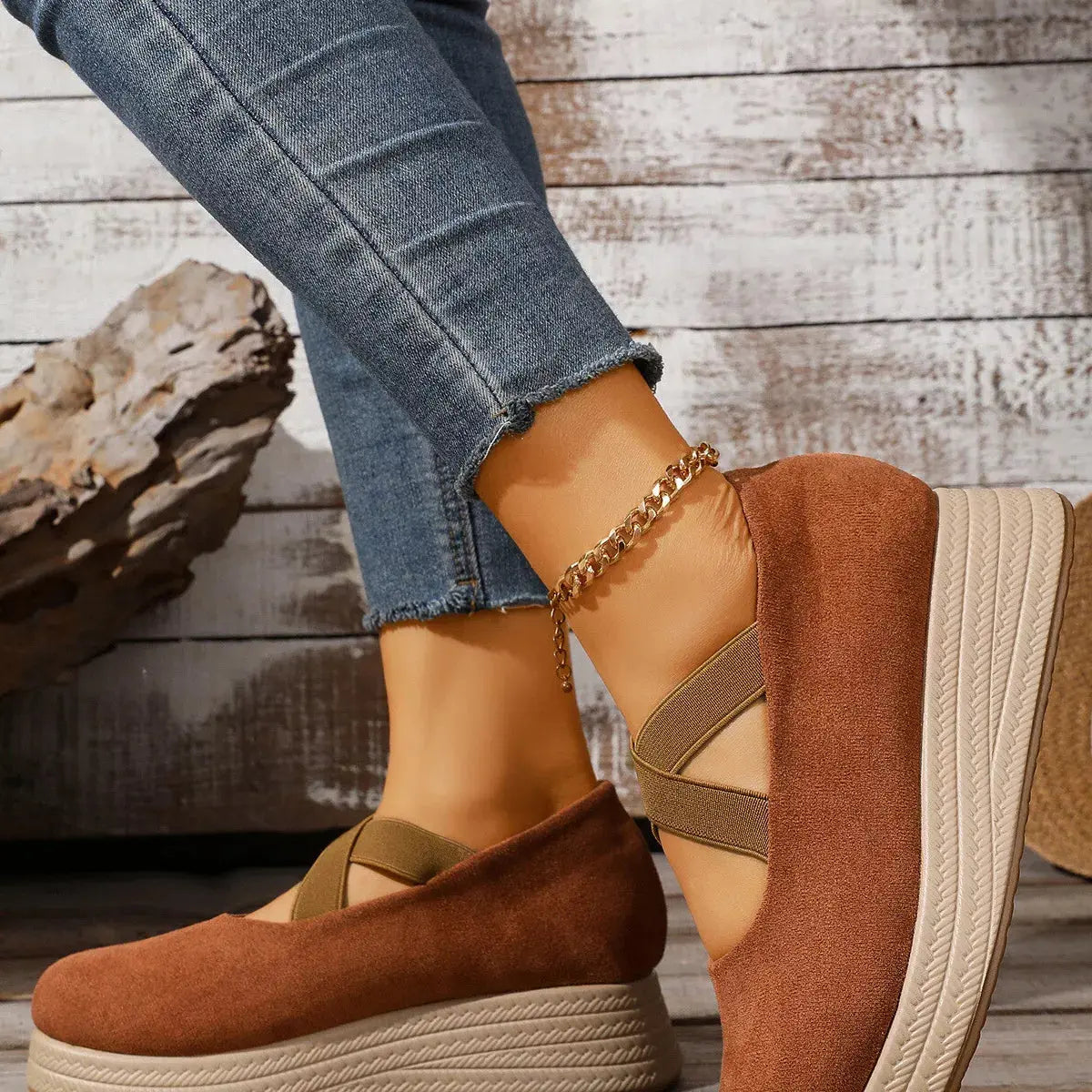 Crisscross Wedge Slip-Ons  Style Ratio