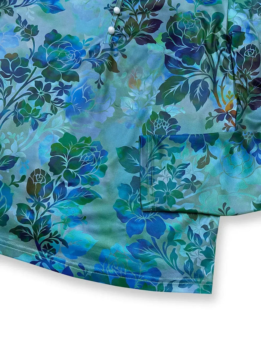 Printed V-Neck Long Sleeve Blouse  Style Ratio