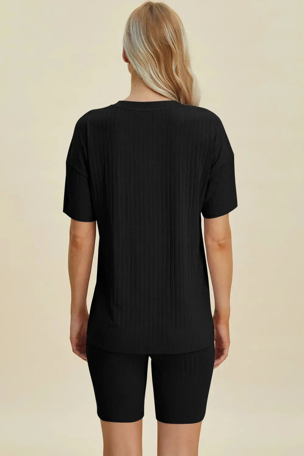 Basic Bae Full Size Ribbed V-Neck Short Sleeve Top and Shorts Loungewear  Style Ratio