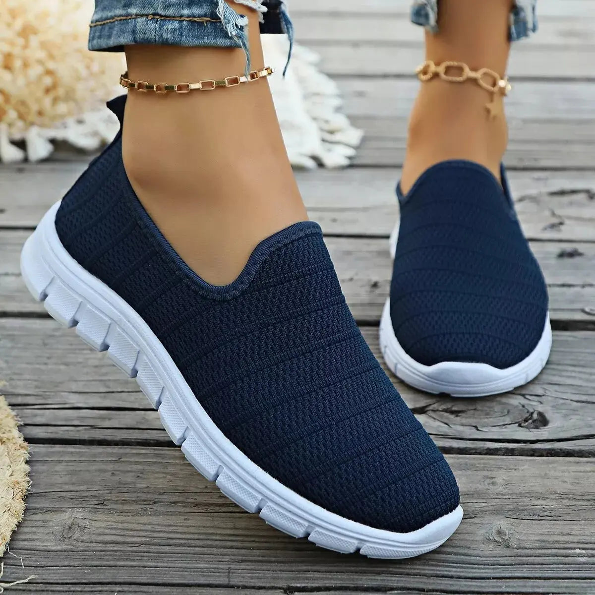 Round Toe Mesh Slip-Ons  Style Ratio