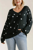 Umgee Star V-Neck Long Sleeve Sweater  Style Ratio