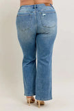 Judy Blue Full Size High Waist Vintage Wash Front Seam & Slit Straight Plus Size  Style Ratio