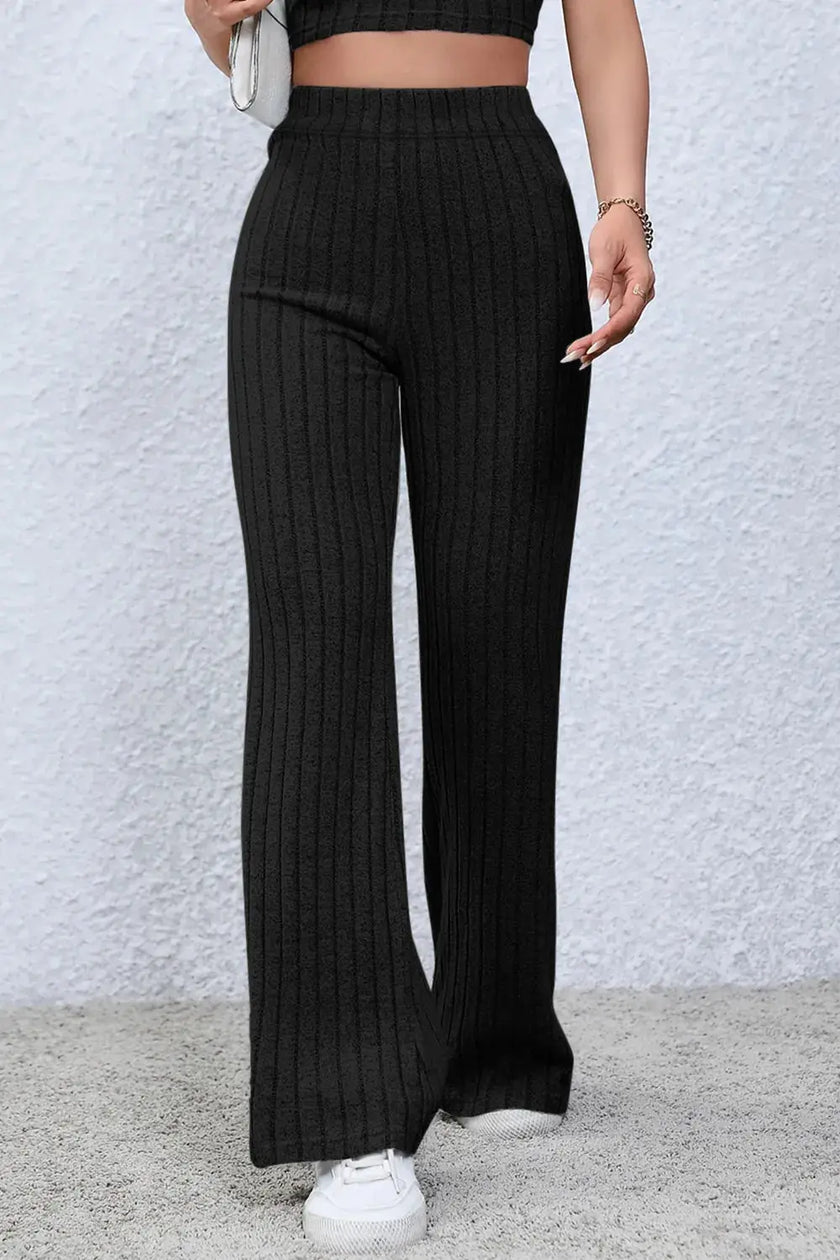 Basic Bae Full Size Ribbed High Waist Flare Pants  Style Ratio