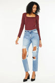 Kancan High Rise Distressed Boyfriend Jeans  Style Ratio