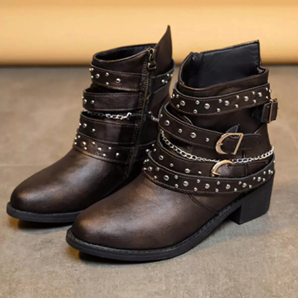 Studded Buckle Ankle Boots  Style Ratio
