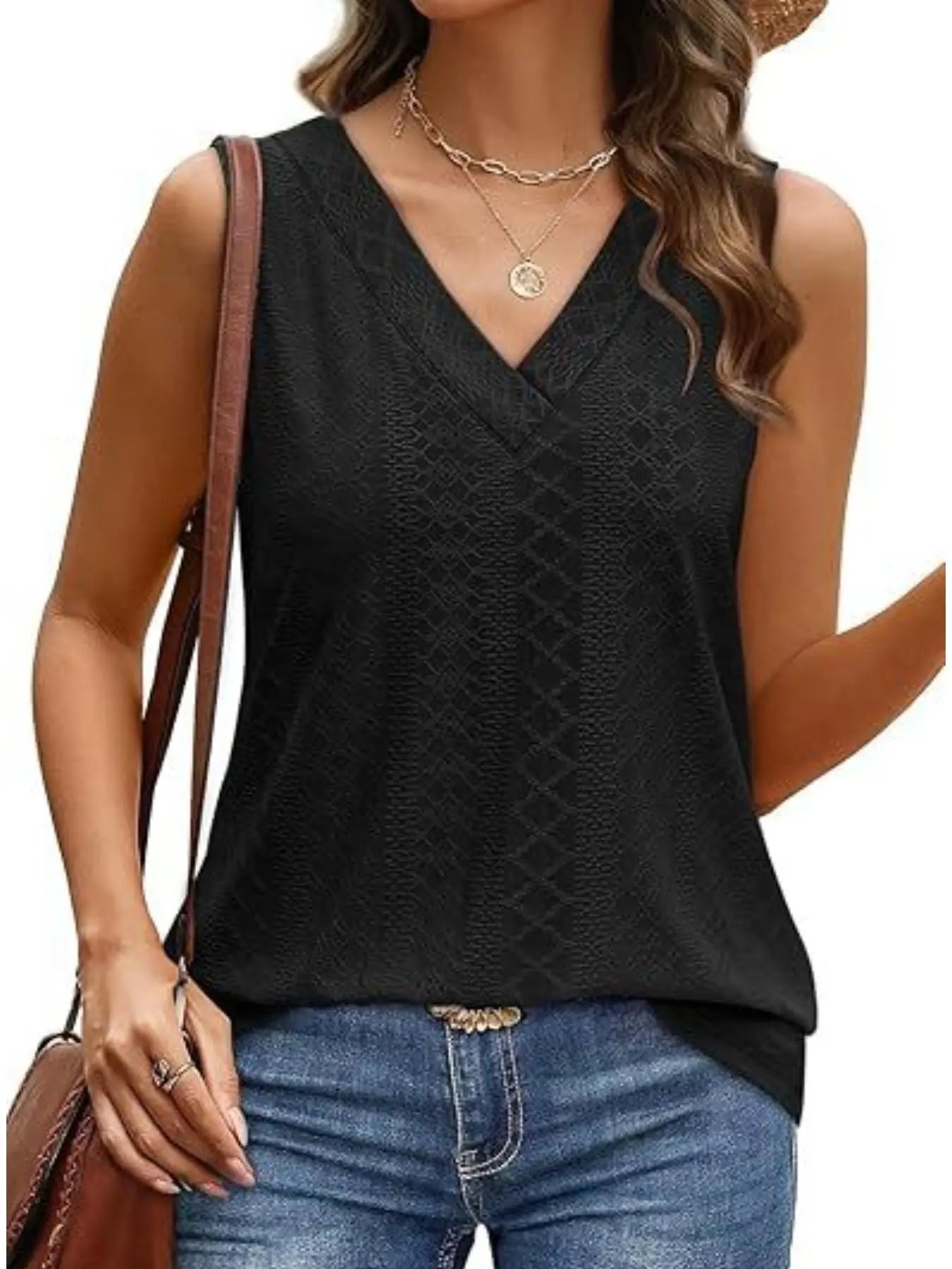 Eyelet V-Neck Tank  Style Ratio