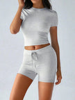 Round Neck Short Sleeve Top and Shorts Loungewear  Style Ratio