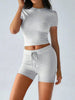 Round Neck Short Sleeve Top and Shorts Loungewear  Style Ratio