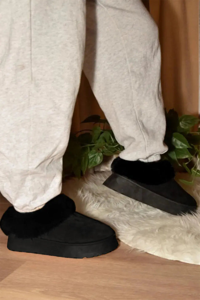 WILD DIVA Faux-Fur Platform Slip On Booties  Style Ratio
