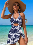 Cutout Printed Halter Neck One-Piece Swimwear  Style Ratio