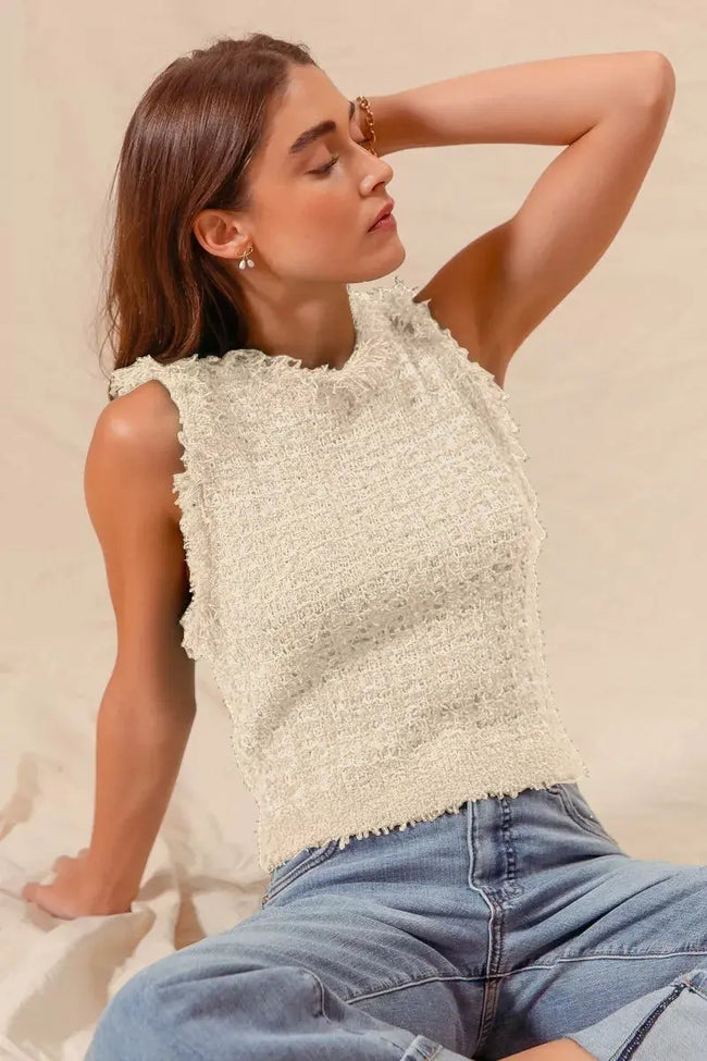 SO ME Tweed Knit Sleeveless Top  Style Ratio