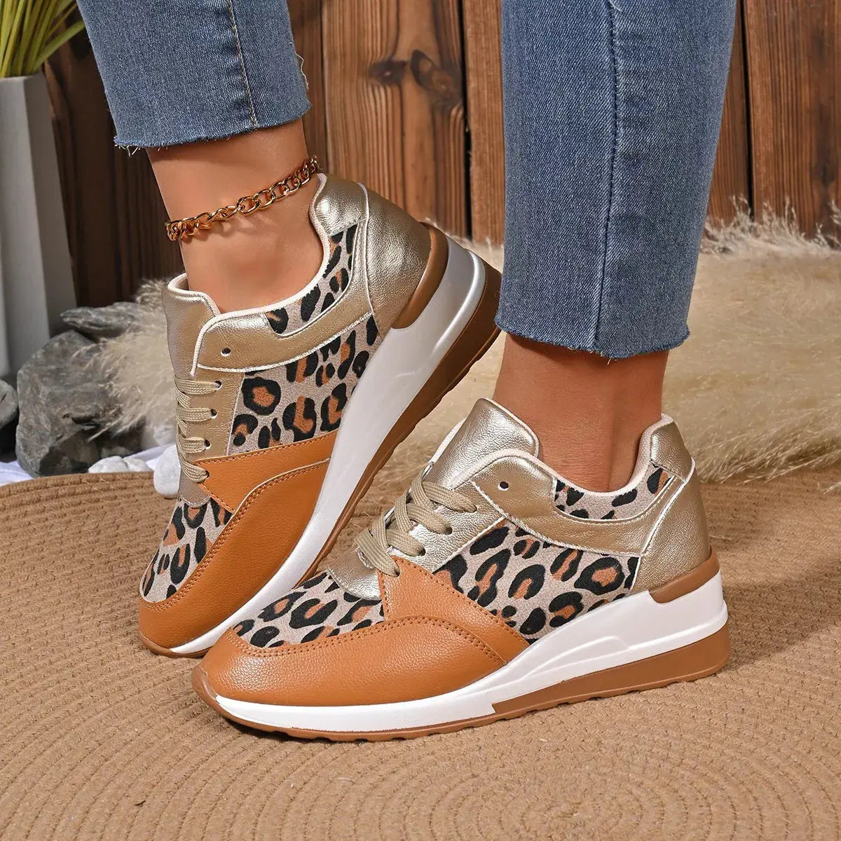 Leopard Lace Up Sneakers  Style Ratio