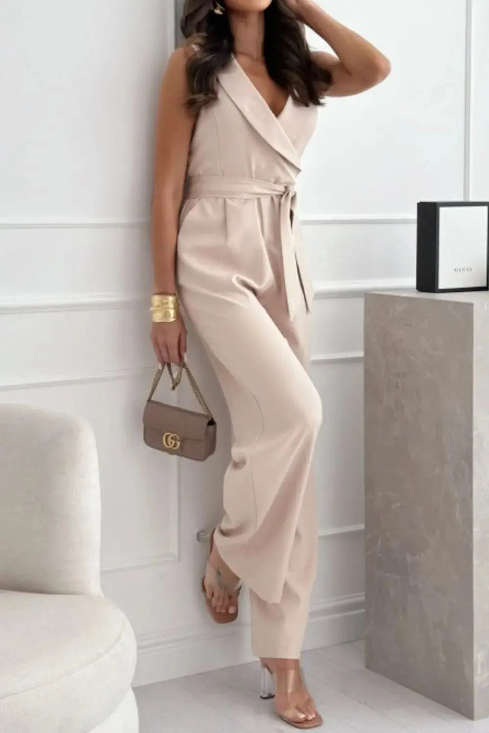 Surplice Sleeveless Jumpsuit  Style Ratio