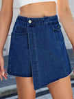Frayed Hem Asymmetrical Denim Skort  Style Ratio