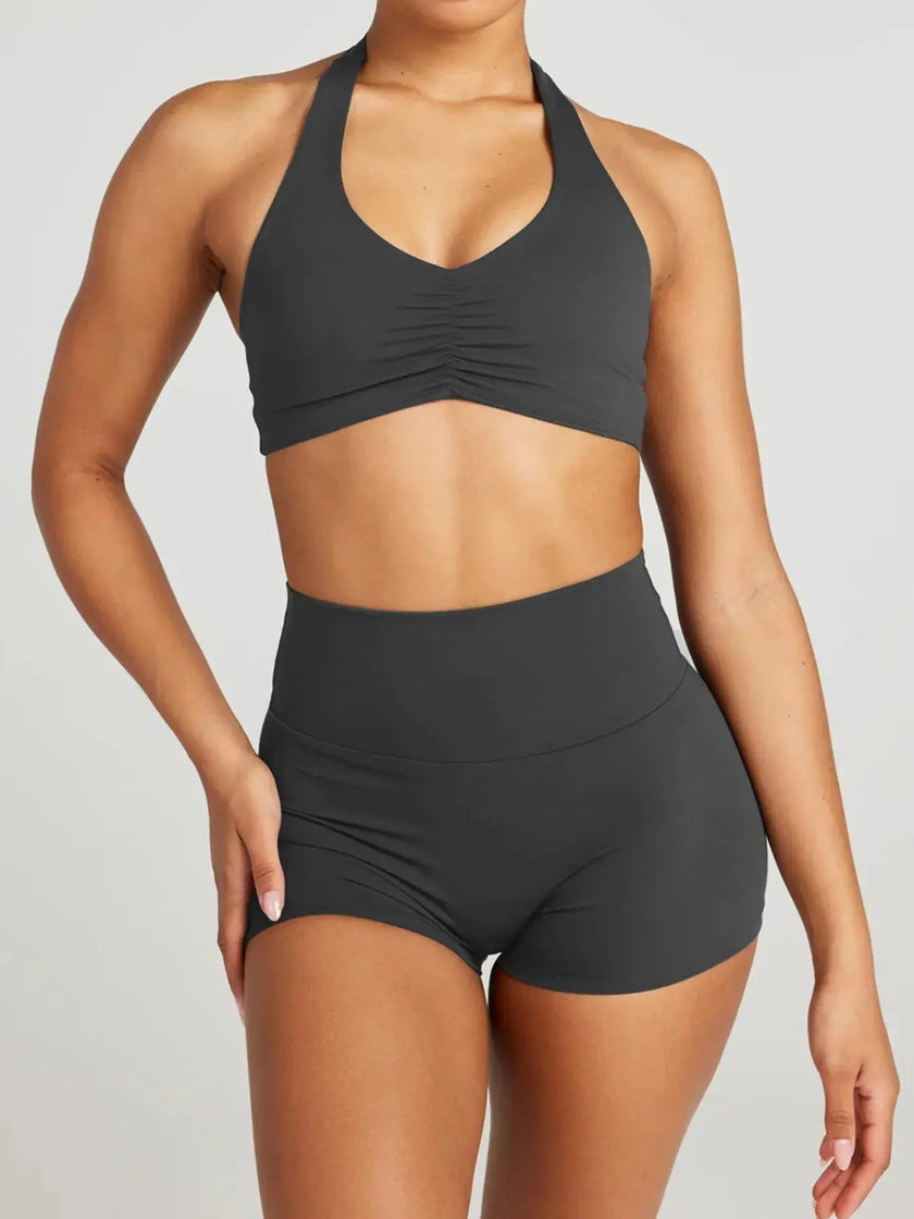 Halter Neck Cami and Shorts Active Set  Style Ratio