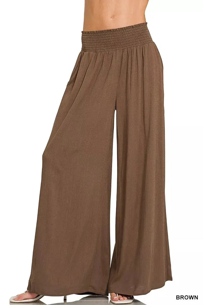 Zenana Smocked Waistband Wide Leg Lounge Pants  Style Ratio