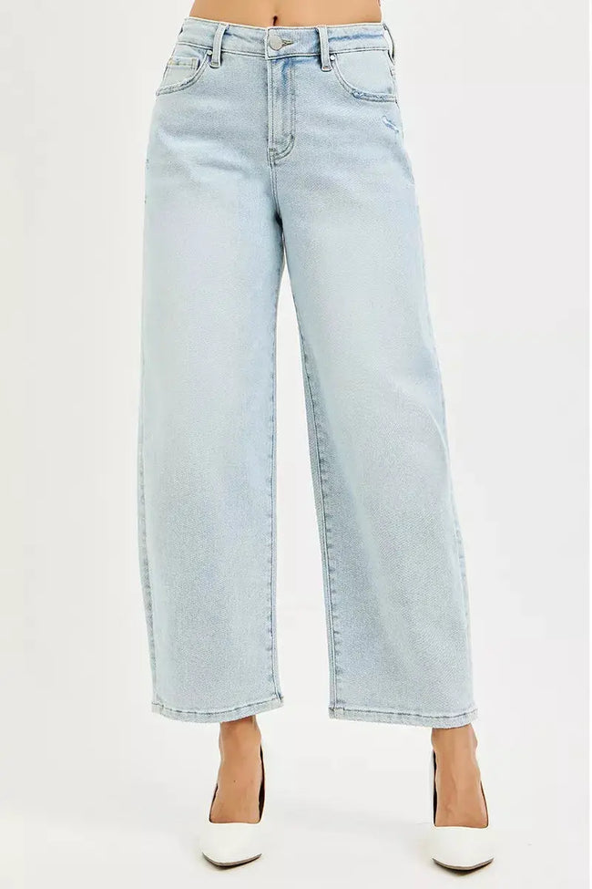 RISEN High Rise Crop Barrel Jeans  Style Ratio