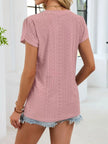 Eyelet Petal Sleeve V Neck Shirt  Style Ratio