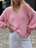 Sparkling Fuzzy V-Neck Knit Top  Style Ratio