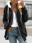 Full Size Cozy Fleece Zip-Up Hooded Jacket  Style Ratio