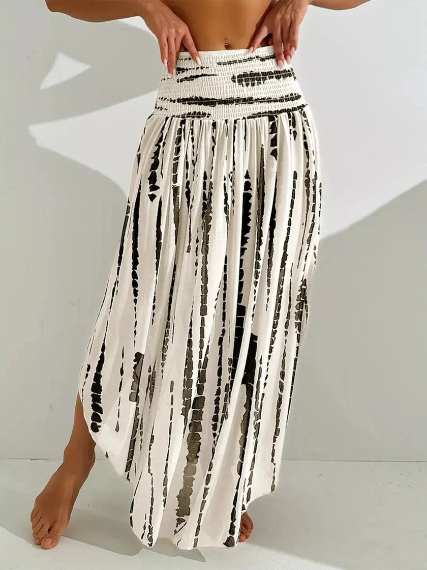 Smocked Asymmetrical Hem Skirt  Style Ratio