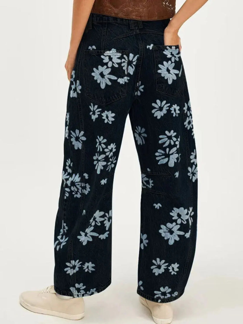 Printed Wide Leg Jeans  Style Ratio