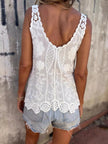 Floral Lace Crochet Trim Tank  Style Ratio