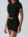 Round Neck Short Sleeve Top and Shorts Loungewear  Style Ratio