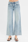 RISEN Full Size Tummy Control Low Rise Wide Leg Raw Cut Hem Jeans Plus Size  Style Ratio