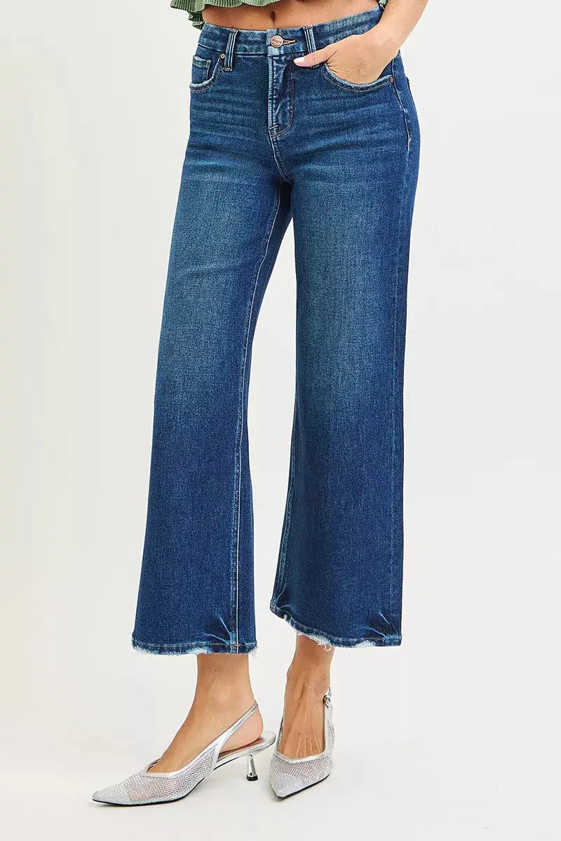 RISEN Tummy Control 4 Way Stretch High Rise Crop Wide Leg Jeans  Style Ratio