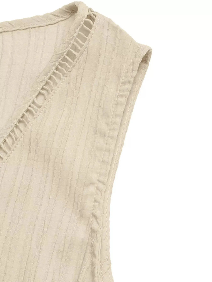 V-Neck Drawstring Waist Wide Leg Jumpsuit  Style Ratio