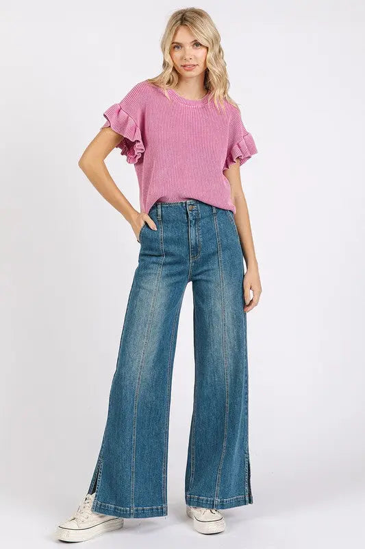 Mittoshop Wide Leg Denim Jeans  Style Ratio