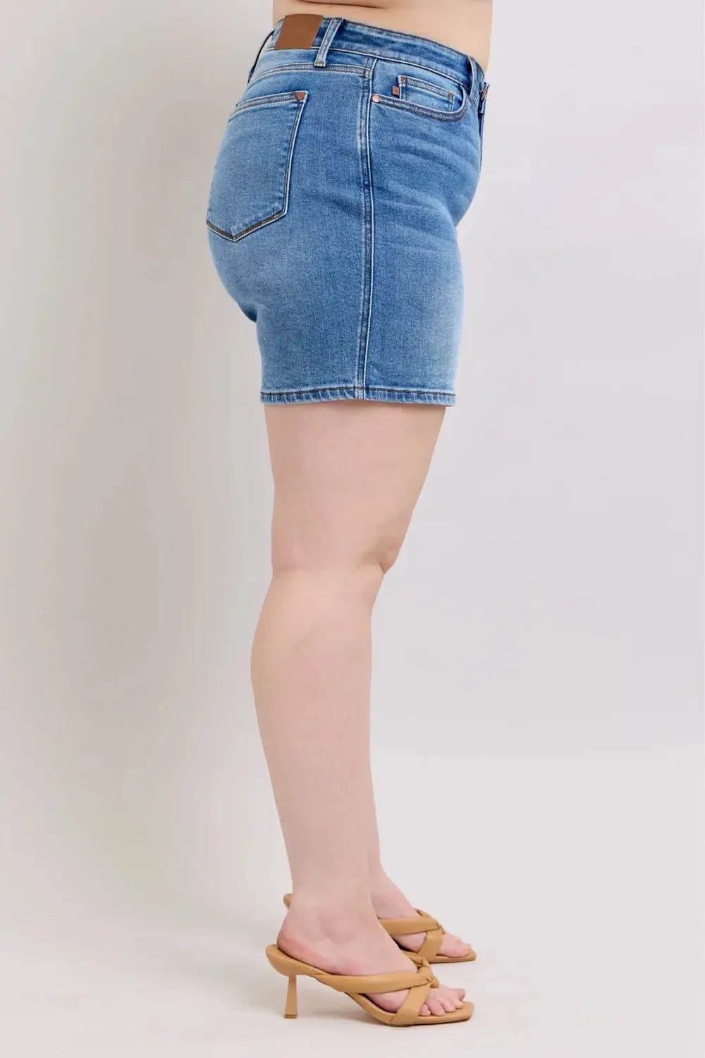 Judy Blue Full Size 2 Button Denim Shorts with Pockets Plus Size  Style Ratio