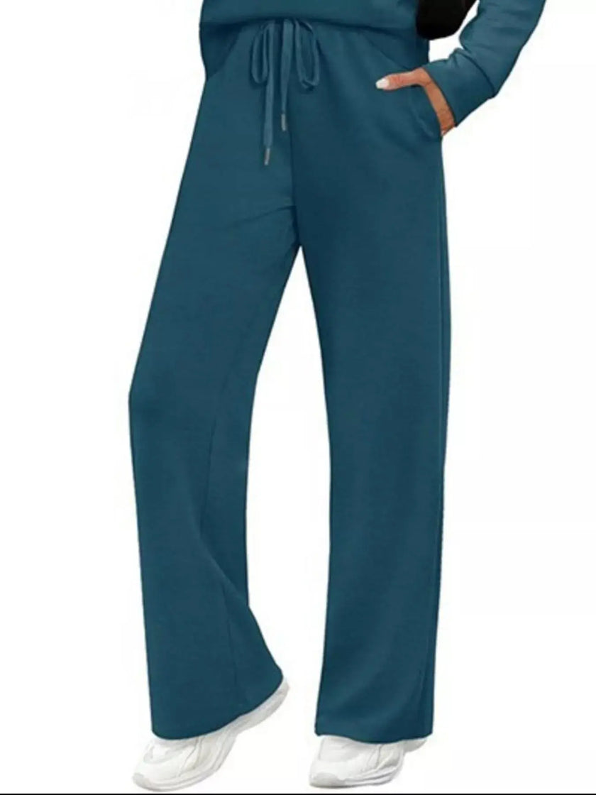 Full Size Long Sleeve Round Neck Top and Pants Set  Style Ratio