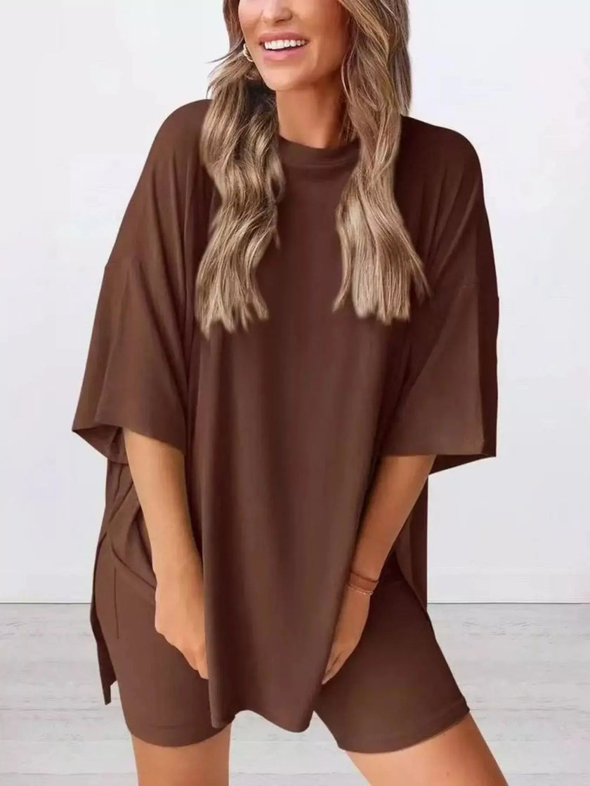 Full Size Relaxed Fit Top and Shorts Two-Piece Set  Style Ratio