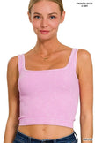 Zenana 2 Way Neckline Washed Ribbed Seamless Tank Top  Style Ratio