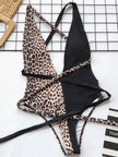 Tied Leopard Plunge One-Piece Swimwear  Style Ratio