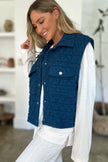 Double Take Full Size Pocketed Texture Snap Down Vest Coat  Style Ratio