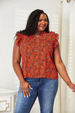 Double Take Floral Flutter Sleeve Notched Neck Blouse  Style Ratio