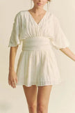Davi & Dani Batwing Sleeve Waist Belt Romper  Style Ratio