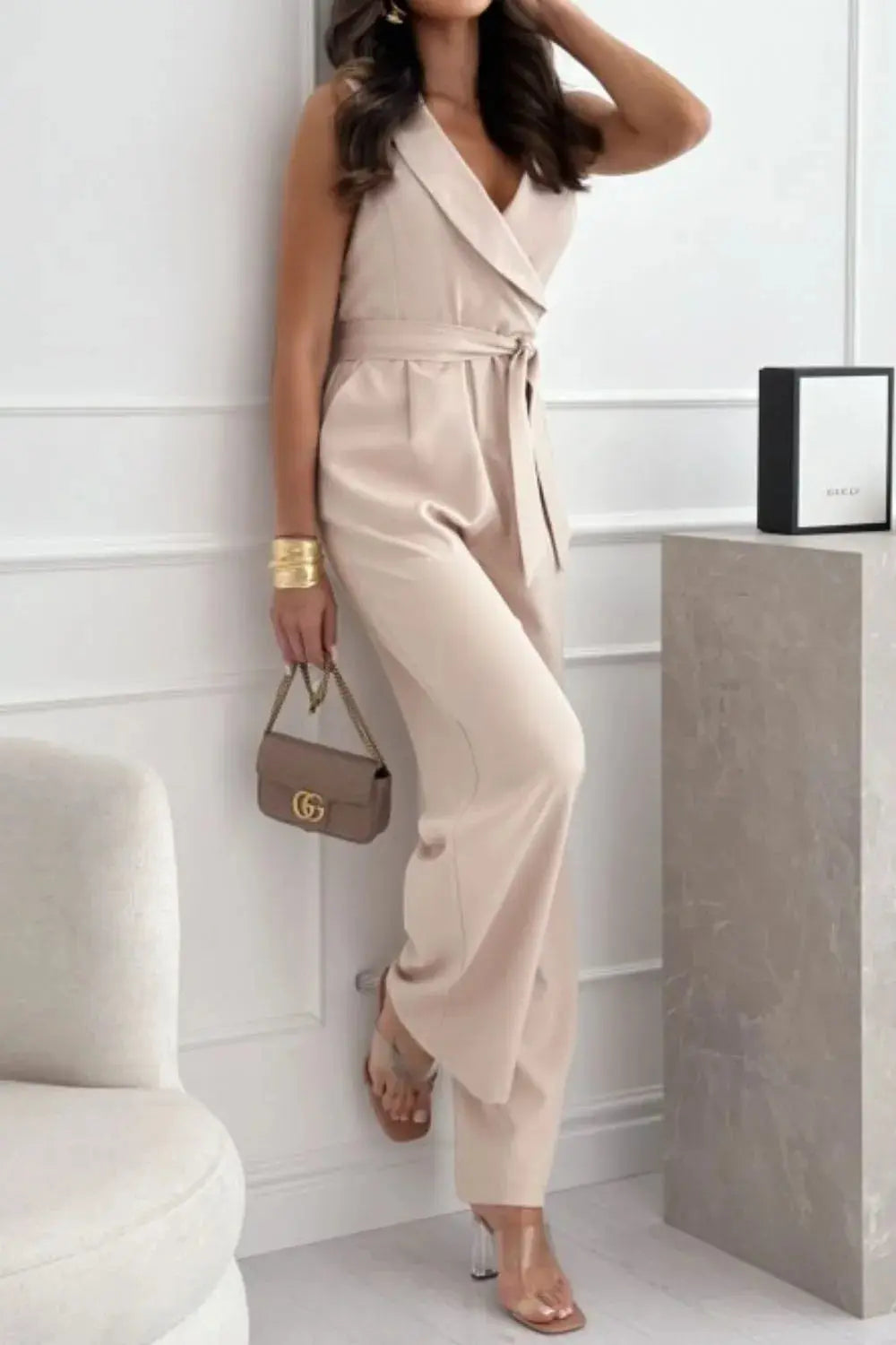 Surplice Sleeveless Jumpsuit  Style Ratio