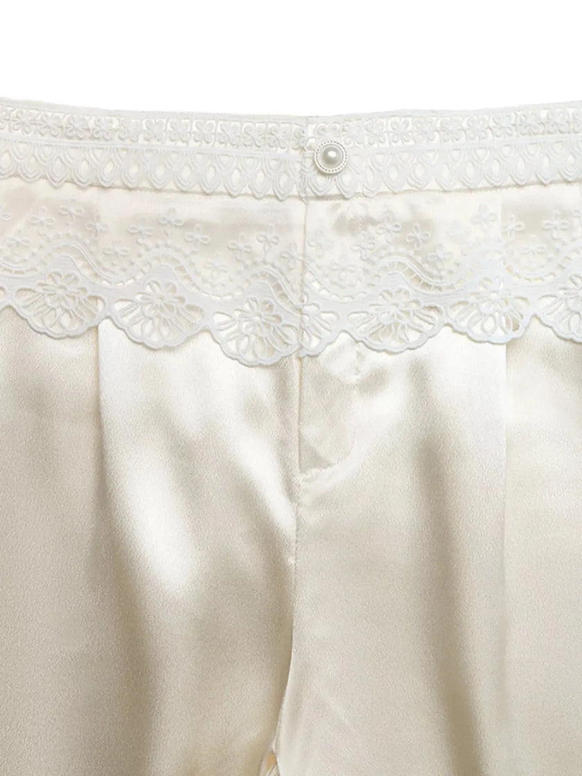 Lace Waist Wide Leg Pants  Style Ratio